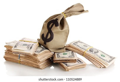 Bag Stacks Dollars Isolated On White Stock Photo 110524889 | Shutterstock