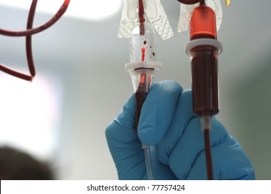 a bag of transfusion blood