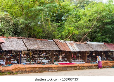 BAGAN, MYANMAR - DECEMBER 1, 2016: Souvenir Shops. Copy Space For Text