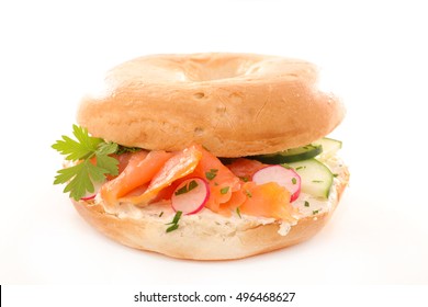 Bagel With Salmon,cream Cheese And Radish