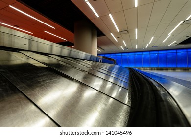 Baggage Carousel At The Airport. Baggage Claim.