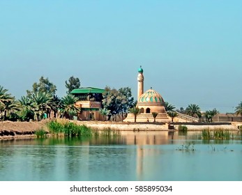 BAGHDAD, IRAQ - CIRCA 2005: Small Mosque On The Banks Of An Artificial Lake On A Former Baath Party Facility In Baghdad