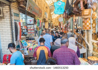 Baghdad, Iraq – July 5, 2019: A Lot Of  People At A Street Market During A Heat Day Looking For Buying, Amazing Shopping Day.