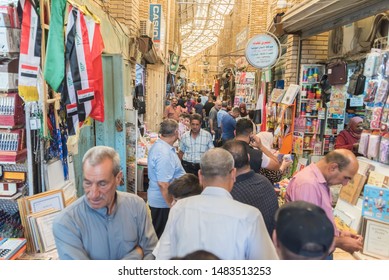 Baghdad, Iraq – July 5, 2019: A Lot Of  People At A Street Market During A Heat Day Looking For Buying, Amazing Shopping Day.