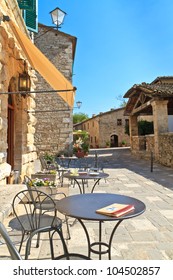 Bagno Vignoni Cafe / Street Scene, Tuscany, Italy