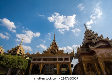 BAGO, MYANMAR - MARCH 03 : Pavilion of Shwemawdaw Pagoda, It's often referred to as the Golden God Temple. At 375 feet in height and the tallest pagoda in Myanmar on Mar 03, 2015