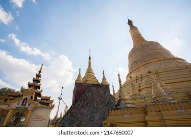 BAGO, MYANMAR - MARCH 03 : Shwemawdaw Pagoda, It's often referred to as the Golden God Temple. At 375 feet in height and the tallest pagoda in Myanmar on Mar 03, 2015