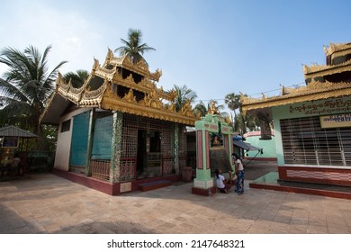 BAGO, MYANMAR - MARCH 03 : Unidentified peoples visit Shwemawdaw Pagoda, It's often referred to as the Golden God Temple. At 375 feet in height and the tallest pagoda in Myanmar on Mar 03, 2015
