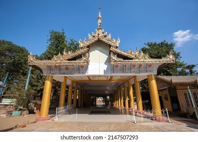BAGO, MYANMAR - MARCH 04 : Pavilion at Mahazedi Pagoda, The Pagoda was built by King Bayinnaung in 1560 A.D and enshrines a tooth-relic brought from Sri Lanka on March 04, 2015