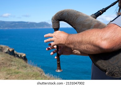 Bagpipe On The Coast Of Galicia, Spain