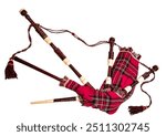 Bagpipes isolated on white background , tartan cover bagpipes , Bagpipe