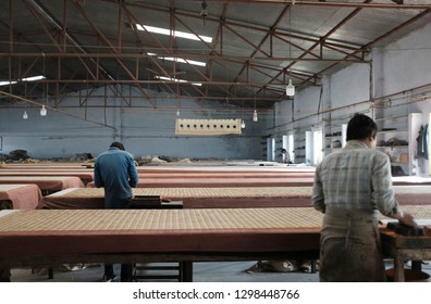 Bagru, India - January 2019 : Hand Block Printing Factory In Bagru Village, India.