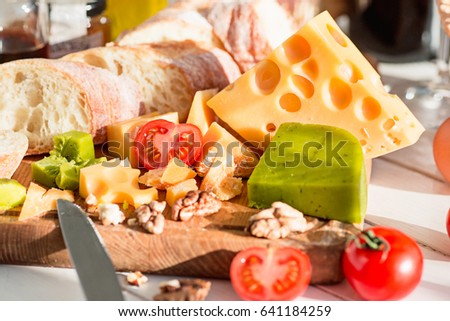 Similar – Image, Stock Photo Baked eggs in baguette bread. Breakfast with eggs and loaf
