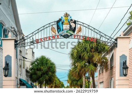 Bahama Village entrance gate and sign in Key West, Florida