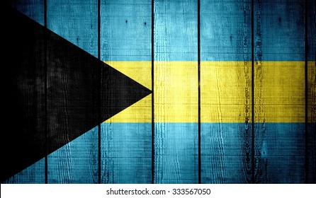 Bahamas Flag on old wood texture background