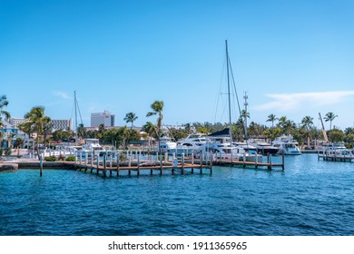 The Bahamas Islands - 26. 8. 2019: Photos Of The Beautiful Beach And Blue Lagoon On The Island