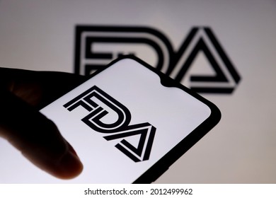 Bahia, Brazil - July 21, 2021: FDA logo on smartphone screen. Food and Drug Administration.