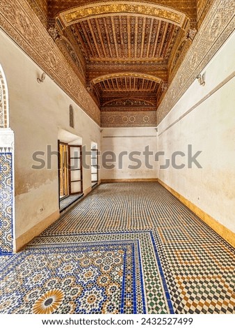 Bahia Palace, beatiful moorish morrocan architecture, Marrakech, Morocco