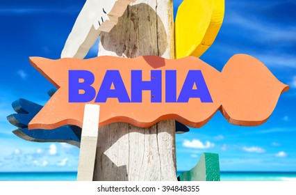 Bahia Signpost With Beach Background