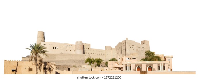 Bahla Fort (Oman) isolated on white background
