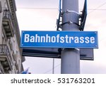 Bahnhofstrasse street sign in Zurich, Switzerland