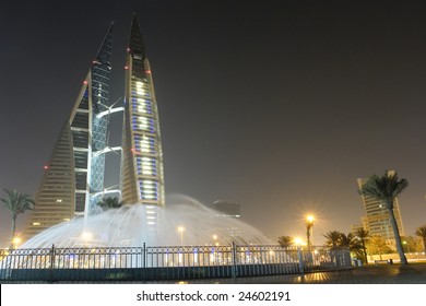 Bahrain World Trade Center - Night Scene