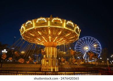                Bahria Amusement Park Night view, Ferris wheel at Bahria Adventure Park Karachi         - Powered by Shutterstock