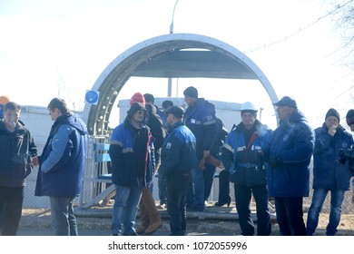 Baikonur, Kazakhstan, 03.25.2015. Installation Of The Soyuz-FG Rocket With The Soyuz TMA-16M Spacecraft At The Launch Site Of The Baikonur Cosmodrome.