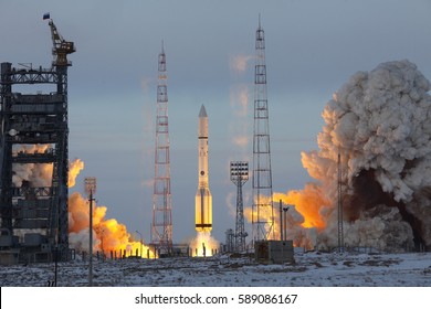 BAIKONUR, KAZAKHSTAN - 11 December 2011 Launch of a Proton M rocket