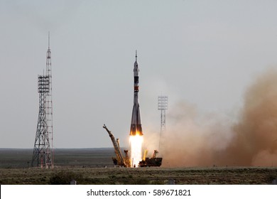 BAIKONUR, KAZAKHSTAN - 15 May 2012 Soyuz TMA-M Spacecraft Are Launched Aboard The Soyuz FG Rocket