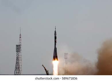 BAIKONUR, KAZAKHSTAN - 15 May 2012 Soyuz TMA-M Spacecraft Are Launched Aboard The Soyuz FG Rocket