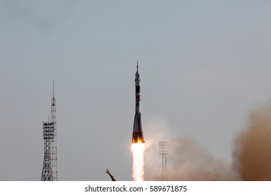 BAIKONUR, KAZAKHSTAN - 15 May 2012 Soyuz TMA-M Spacecraft Are Launched Aboard The Soyuz FG Rocket