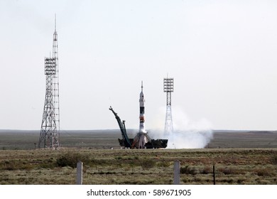 BAIKONUR, KAZAKHSTAN - 15 May 2012 Soyuz TMA-M Spacecraft Are Launched Aboard The Soyuz FG Rocket