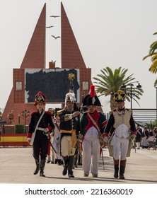 Bailen, Jaén, Spain; 11-9-2022: Reenactment Of The Battle Of Bailen Vintage Soldiers Parading