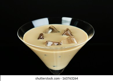 Baileys Liqueur In Glass Isolated On Black