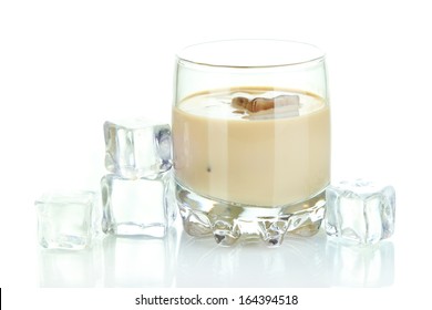 Baileys Liqueur In Glass Isolated On White