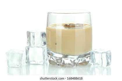 Baileys Liqueur In Glass Isolated On White