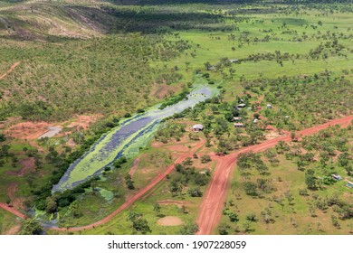 Baines,NT, Australia - Jan 24, 2014: Aerial View Of The Remote Indigenous Community 