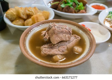 Bak Kut Teh in the white bowl on the table