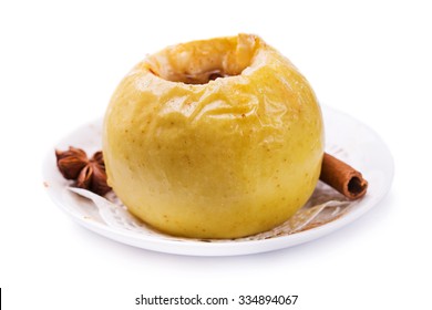 Baked Apple Isolated On A White Background