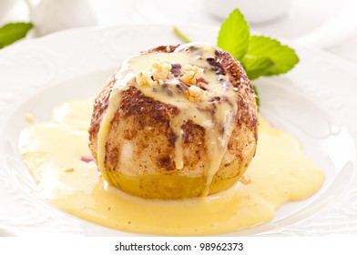 Baked Apple With Vanilla Sauce