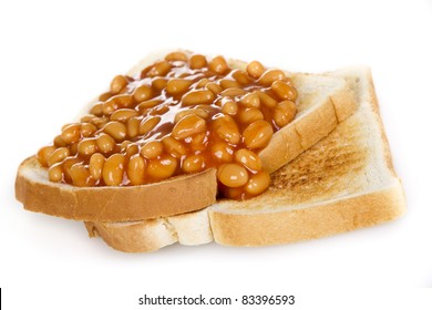 Baked Beans On Toasts - Isolated