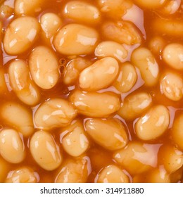 Baked Beans - Baked Beans In Tomato Sauce. Close Up From Above..