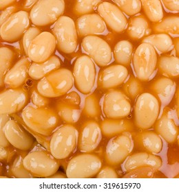 Baked Beans - Baked Beans In Tomato Sauce. Close Up From Above.