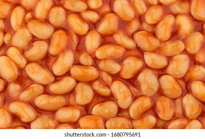 Baked Beans In Tomato Sauce Texture Or Pattern, Close Up