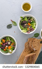 Baked Beet And Carrot Salad With Cheese. Top View