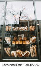 Baked Bread In A Bakery Window