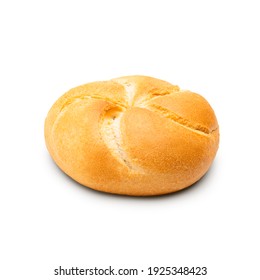 Baked bread roll isolated on white background. Side view - Powered by Shutterstock