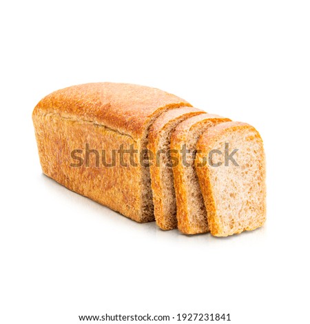 Baked bread sliced. Isolated on white background.