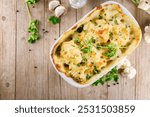 baked cauliflower gratin with cream and cheese